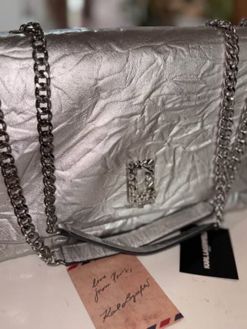 Karl Lagerfeld Paris Layfayette Textured Leather Shoulder Bag (NWT) - Picture 4 of 8